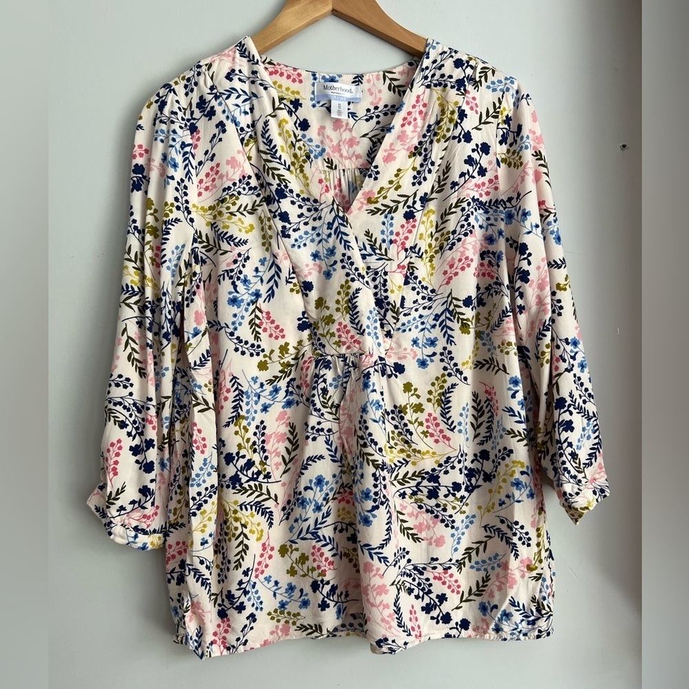 Motherhood Maternity Nursing Blouse Floral Pink Women's Medium